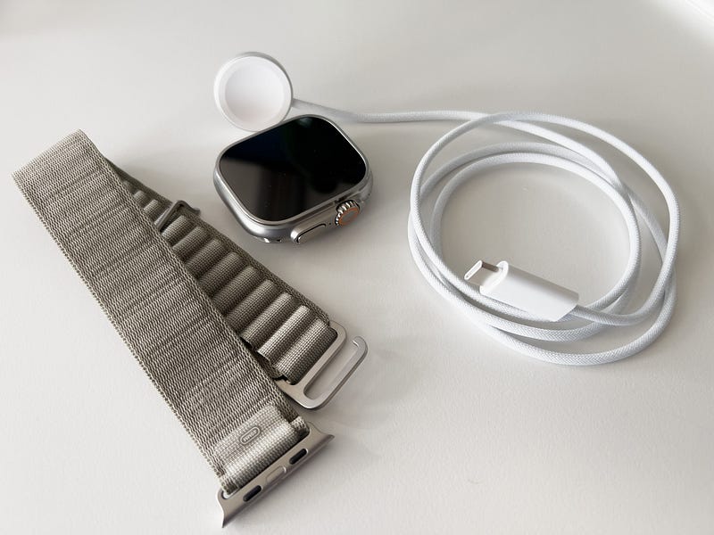 Complete contents of the Apple Watch Ultra 2 box