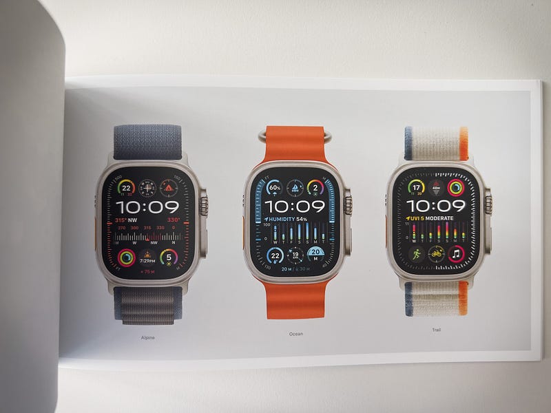 Booklet detailing features of the Apple Watch Ultra 2