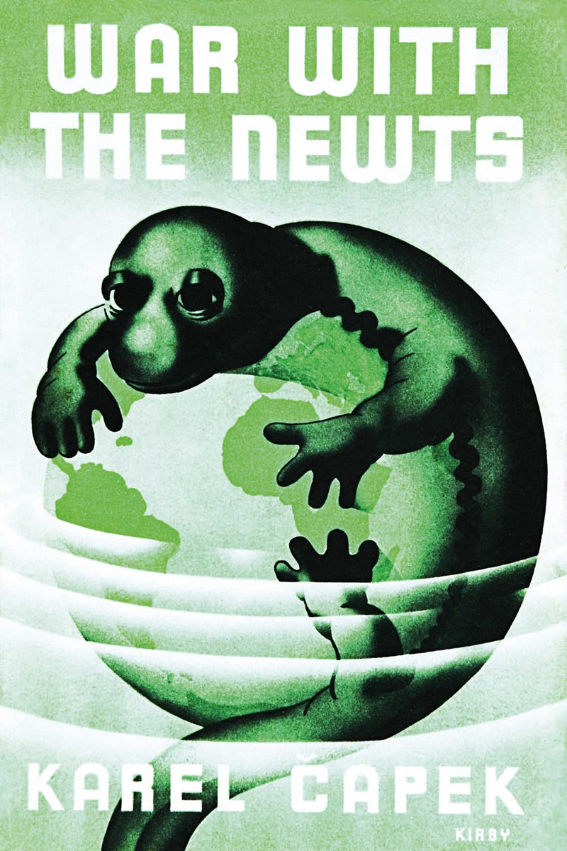 Cover of Karel Čapek's novel, "The War With The Newts."