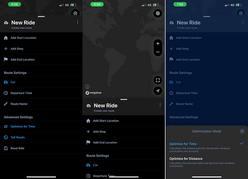 Planning routes with MyWay app