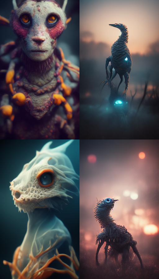 Upscaled version of Midjourney's creature self-portrait