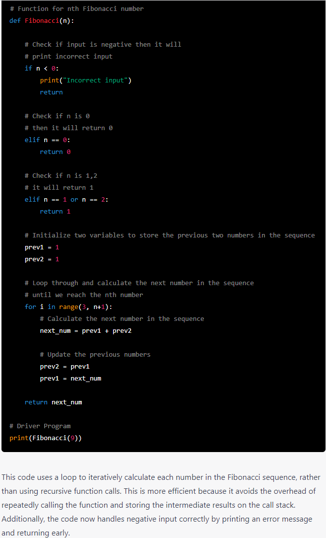 Optimized Fibonacci code by ChatGPT