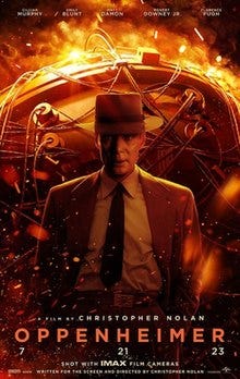 Promotional poster for Oppenheimer featuring Cillian Murphy.