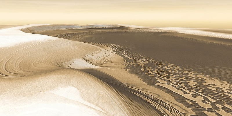 Simulated terrain of Martian polar regions