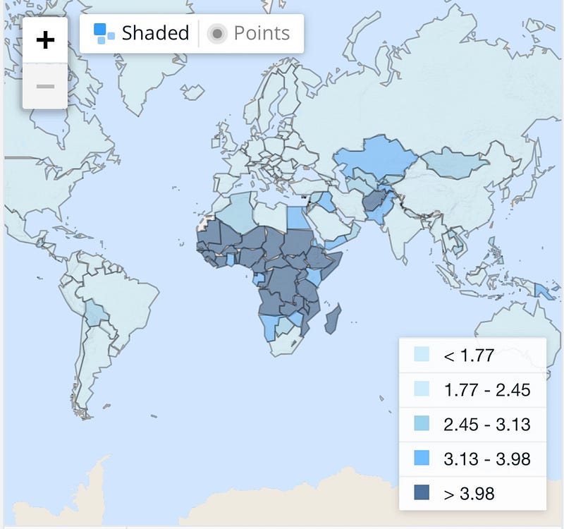 Global fertility rates chart