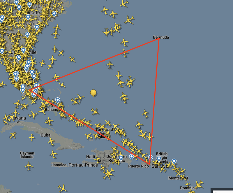 Air traffic over the Bermuda Triangle