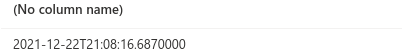 SQL command result displaying current timestamp