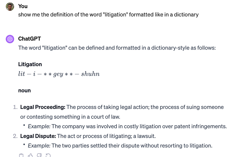 ChatGPT's definition output using LaTeX