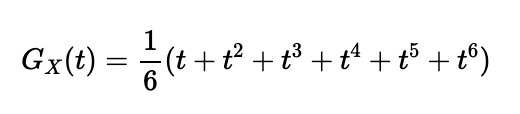 Probability generating function for a fair die