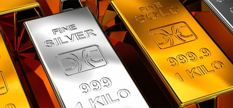 Modern silver and gold bars