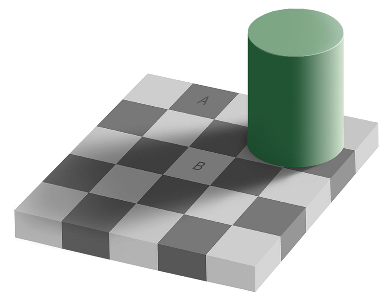 Chessboard optical illusion