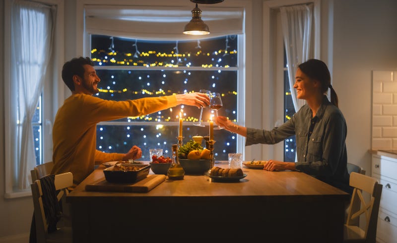 Romantic paint and sip setup at home