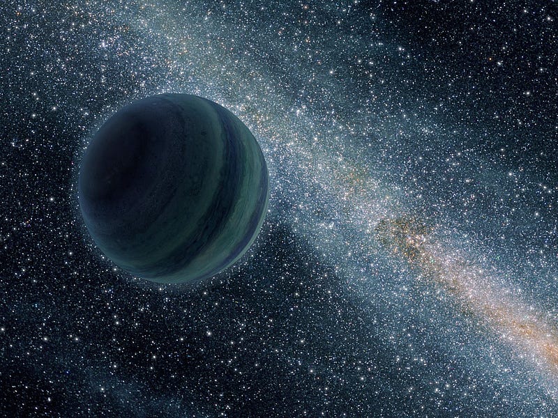 Artist's depiction of rogue planets drifting in space