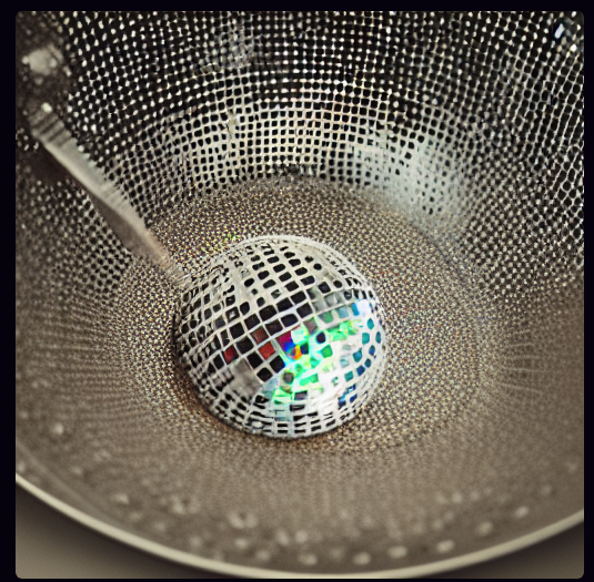 Disco ball representing the 1970s colander effect