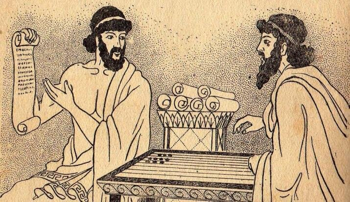 Illustration of an ancient abacus