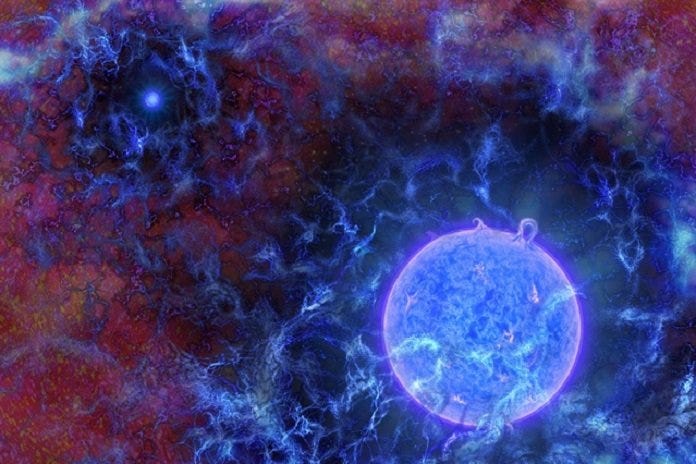 Artistic depiction of the first massive stars