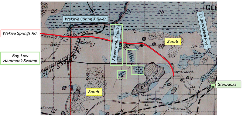 Historical map of Wekiwa Springs area