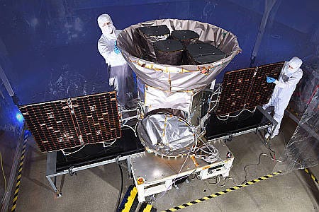 TESS spacecraft during pre-launch servicing